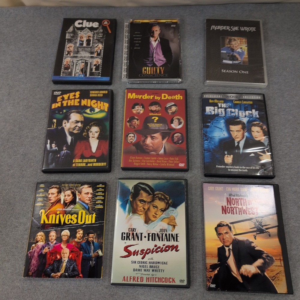 Mystery Movie DVD Lot 9 Titles Knives Out Clue North by Northwest Murder She - Picture 1 of 1